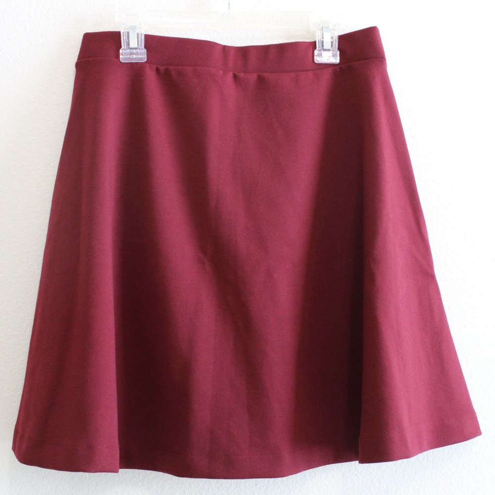 Burgundy ponte knit skater skirt - Picture 4 of 5
